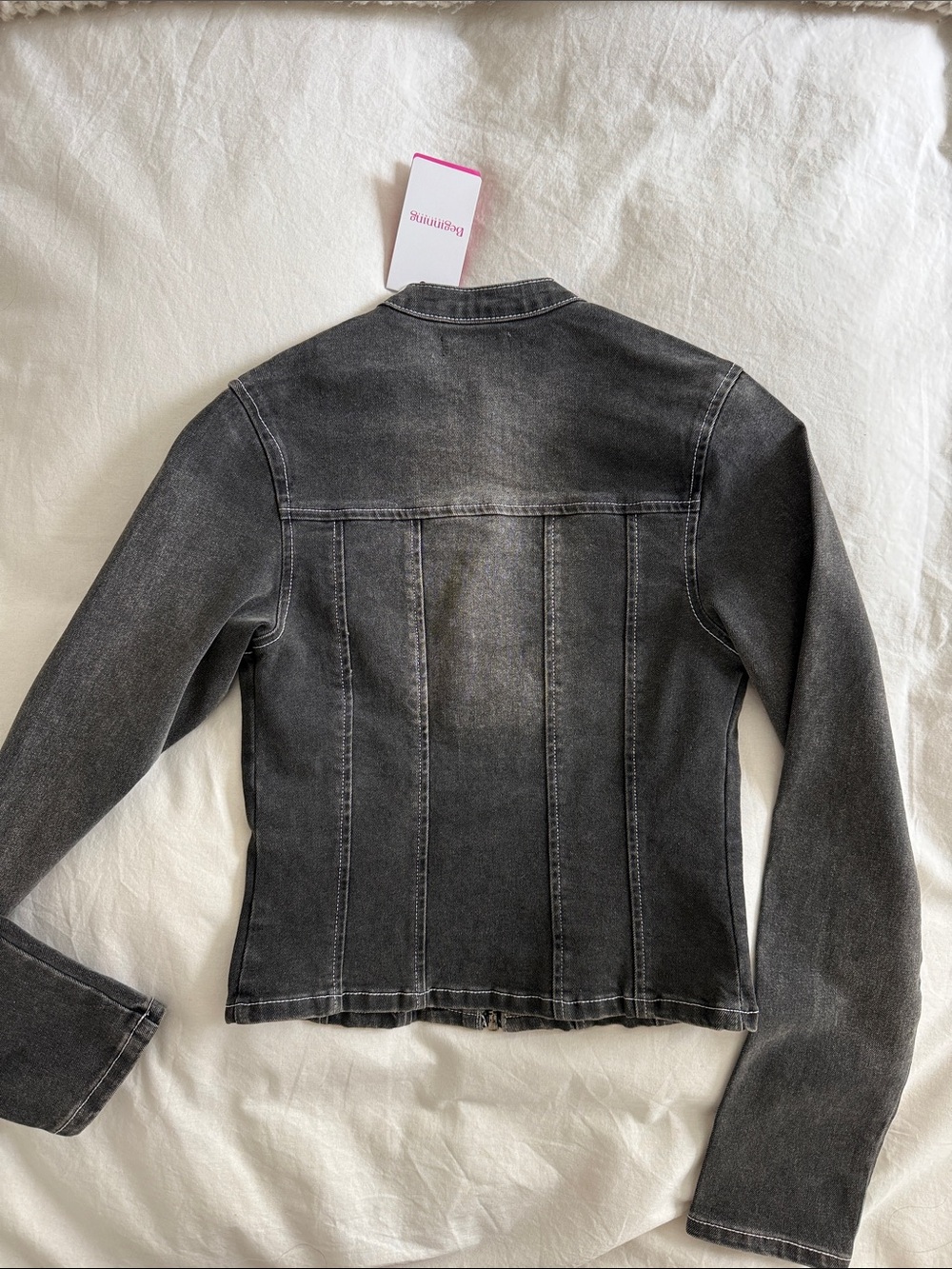 Beginning Boutique Black Washed Denim Moto Jacket - Picture 4 of 4